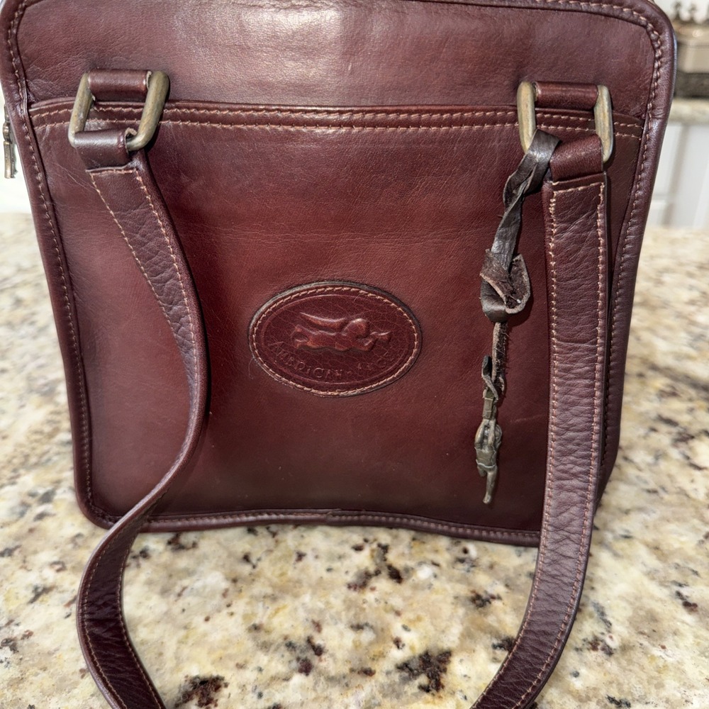 RARE VTG American Angel Genuine‎ Leather Shoulder Bag Style 5697 Dark Brown 5384